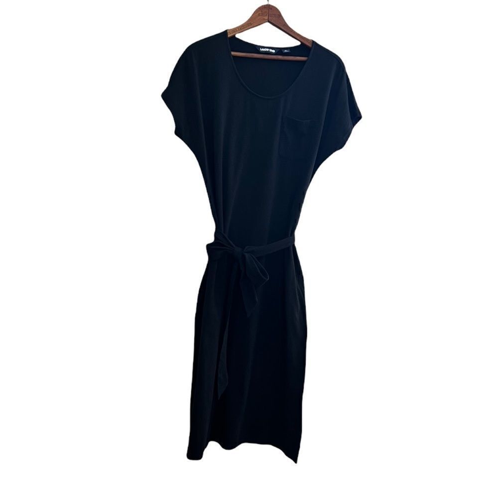 ‎Lands’ End Cotton Blend Belted Midi Dress